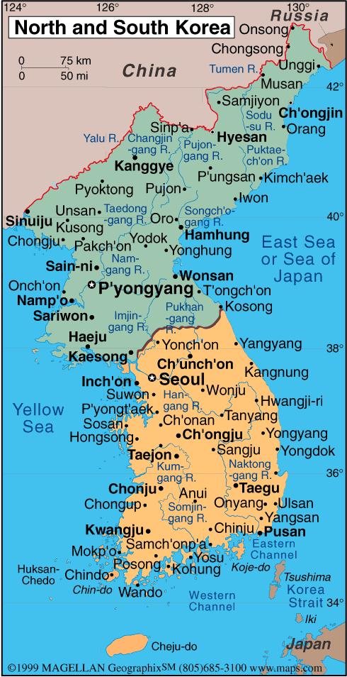 Добавил. Карта Кореи.