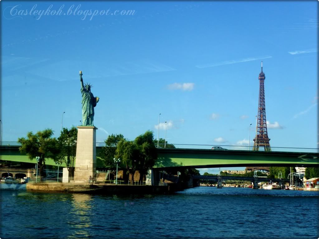 Statue of Liberty and Eiffel Tower at Paris, France