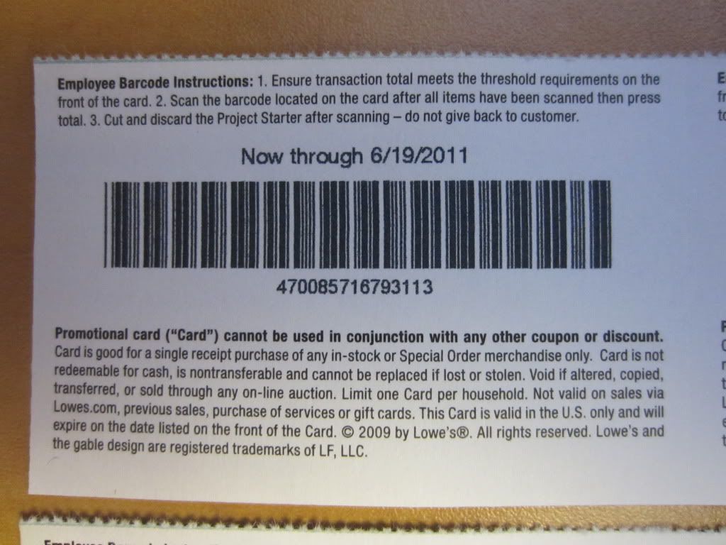 x4 LOWES GENUINE PROJECT STARTER COUPONS 10 & 20 off eBay