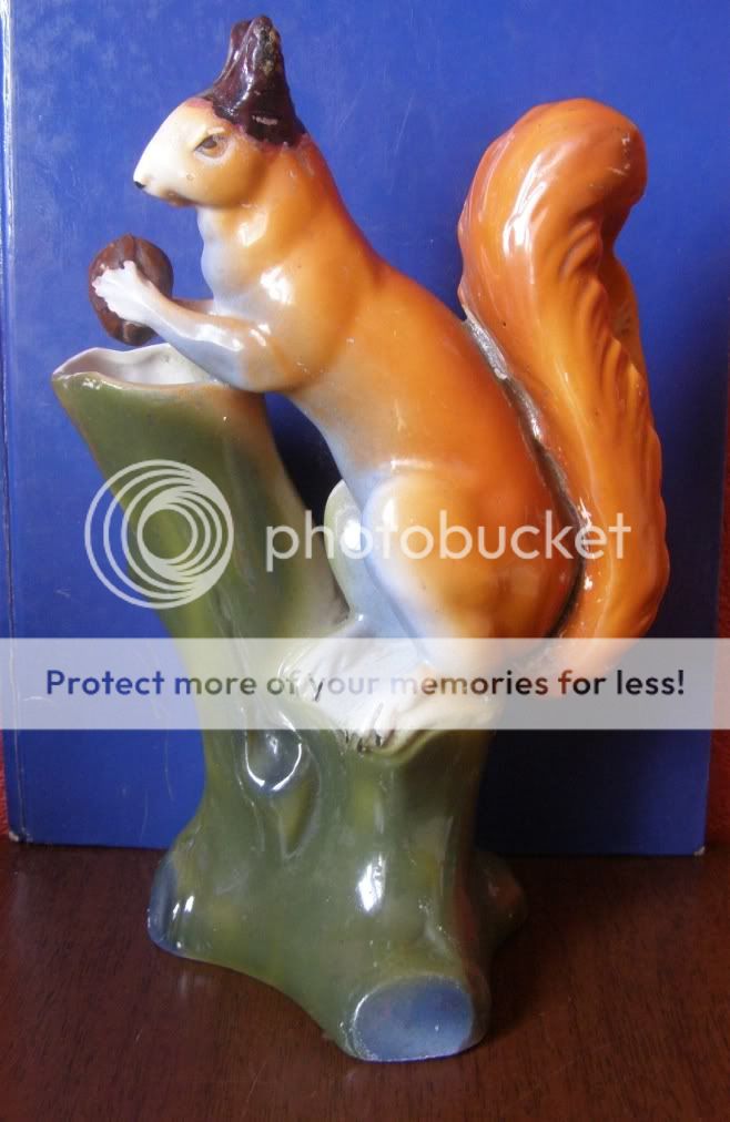 1930 SOVIET GORODNITSA PORCELAIN FIGURINE PENCIL HOLDER SQUIRREL WITH 